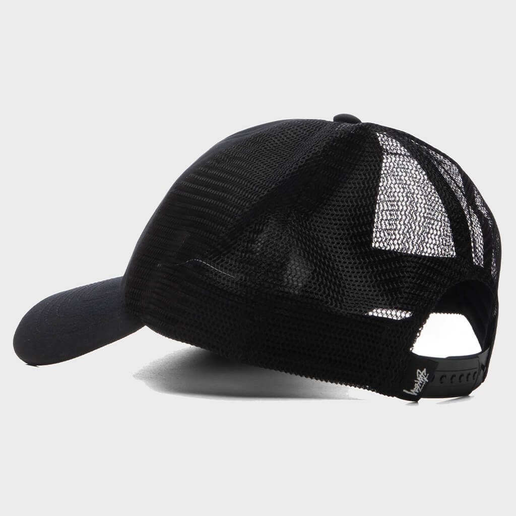 Cursive Stitch Trucker Cap - Black