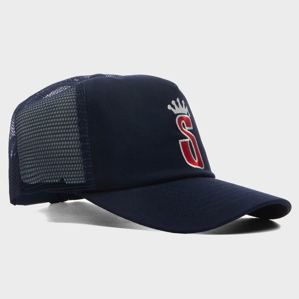 S Crown Trucker Cap - Navy
