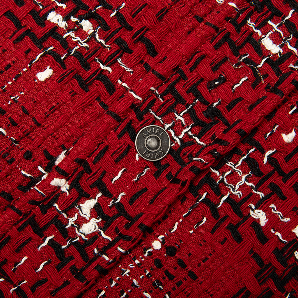 Tweed Flannel Overshirt - Red Rose