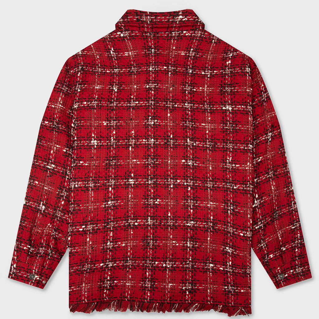 Tweed Flannel Overshirt - Red Rose
