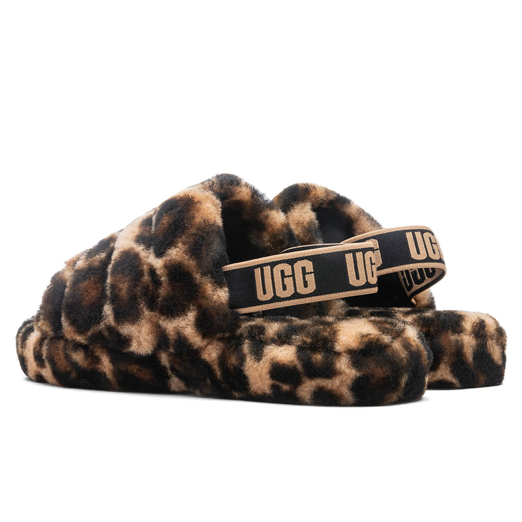 Kids Fluff Yeah Slide Panther Print - Butterscotch