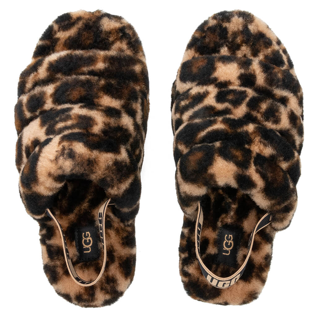Kids Fluff Yeah Slide Panther Print - Butterscotch