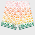 Unisex Silk Shorts With Drawstrings - Heart Monogram Gradient