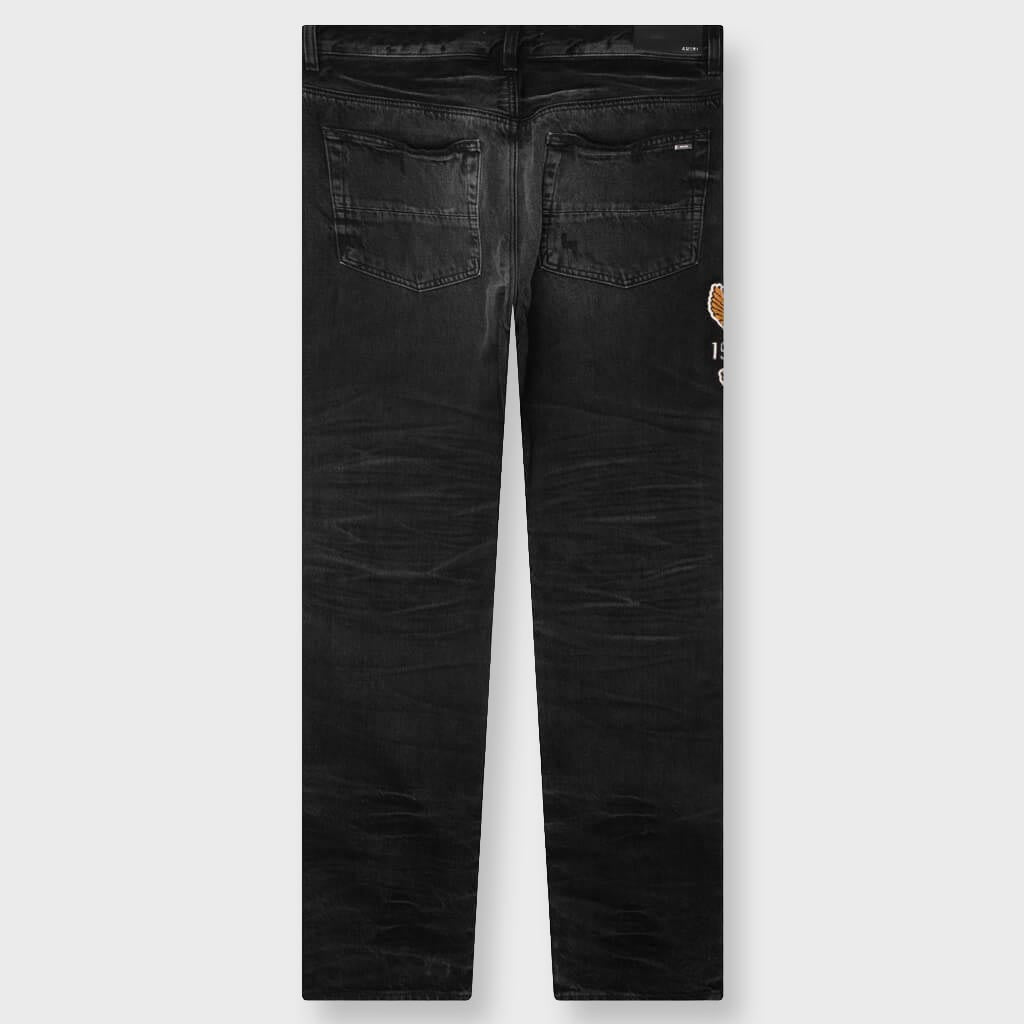 Varsity Eagle Logo Straight Jean - Faded Black