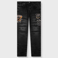 Varsity Eagle Logo Straight Jean - Faded Black