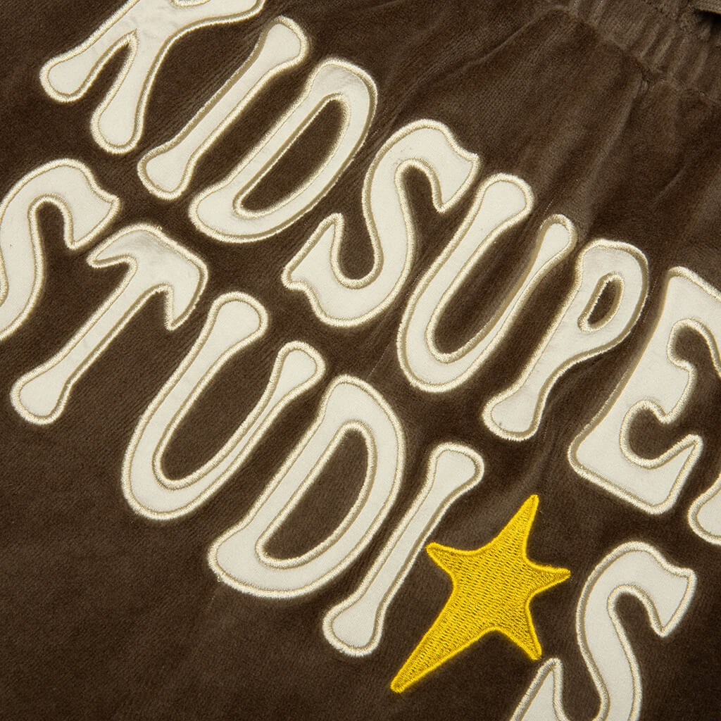 Velour Stars Shorts - Brown