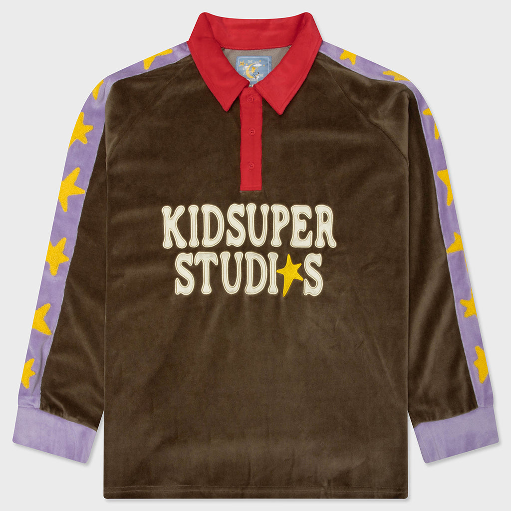 Velour Stars Rugby Polo - Brown