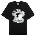 Water Print College Logo Relaxed Fit Tee - Black