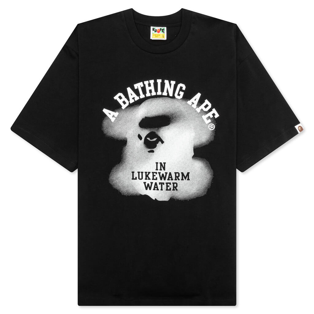 Water Print College Logo Relaxed Fit Tee - Black