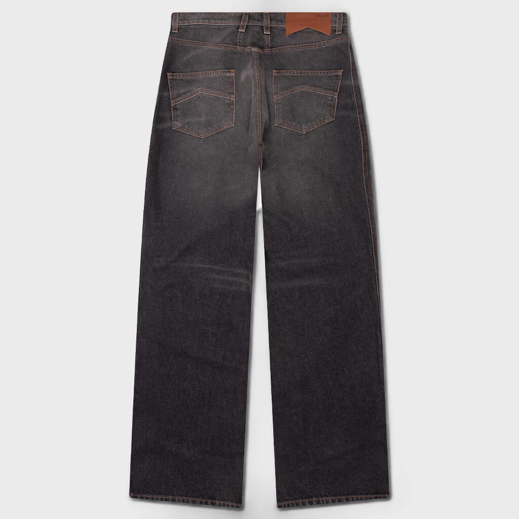 Wide Leg Traxedo Denim Pants - Agoura Black