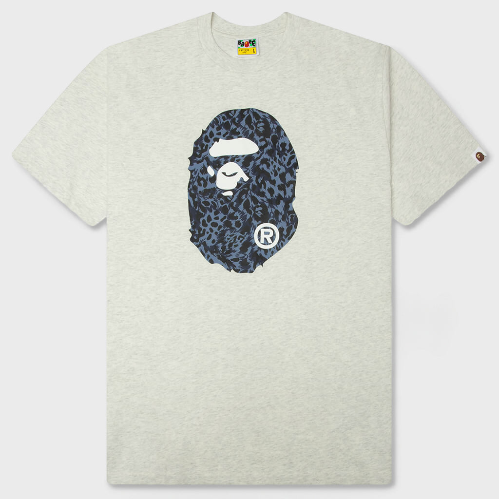 Wild Leopard Pattern Ape Head Relaxed Fit Tee - Gray