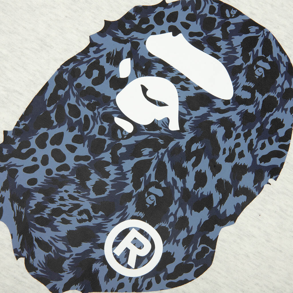 Wild Leopard Pattern Ape Head Relaxed Fit Tee - Gray