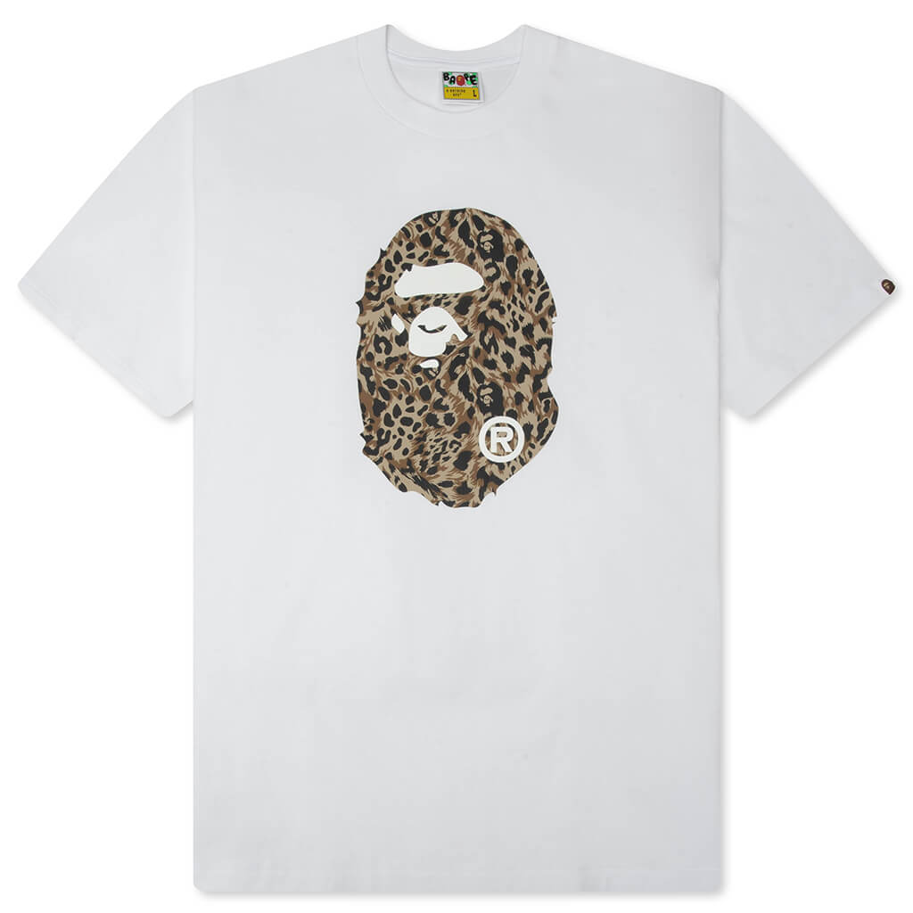 Wild Leopard Pattern Ape Head Relaxed Fit Tee - White