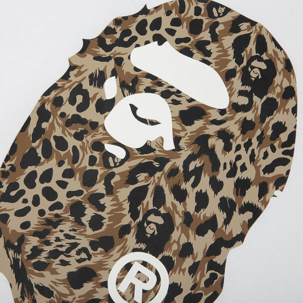 Wild Leopard Pattern Ape Head Relaxed Fit Tee - White