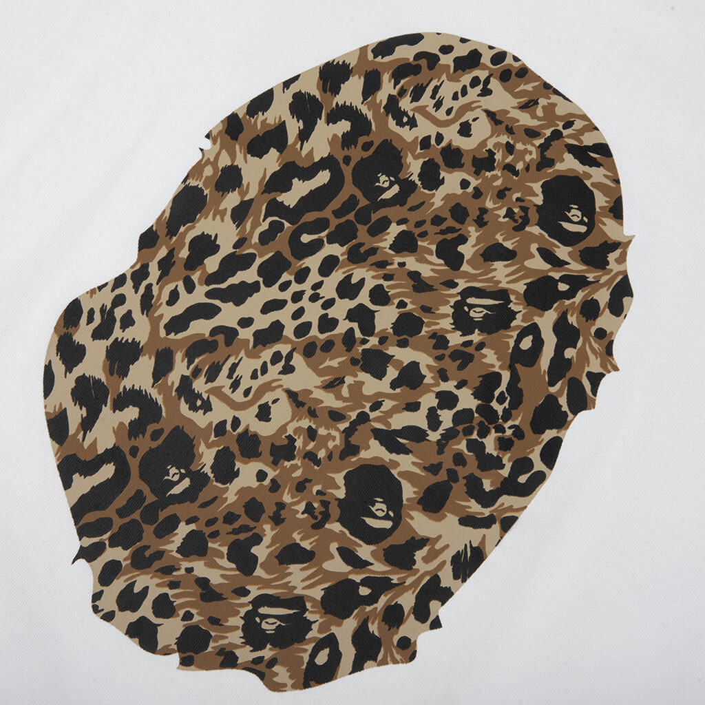 Wild Leopard Pattern Ape Head Relaxed Fit Tee - White