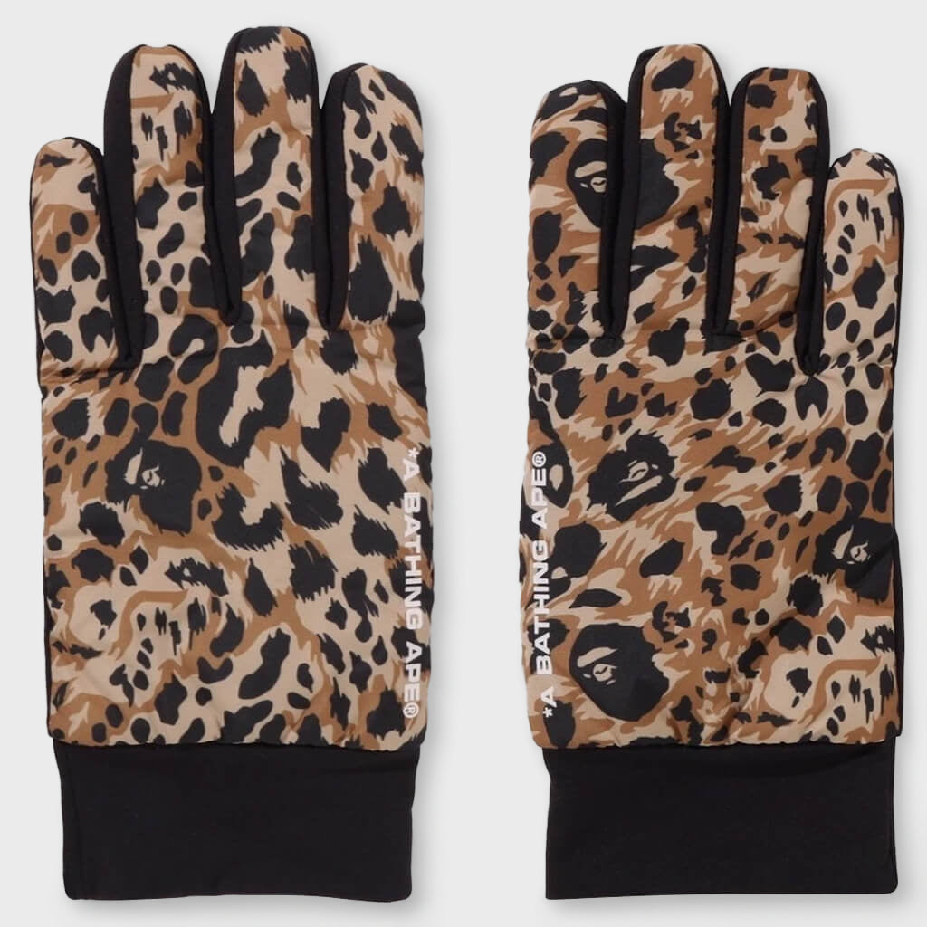 Wild Leopard Pattern Gloves - Beige