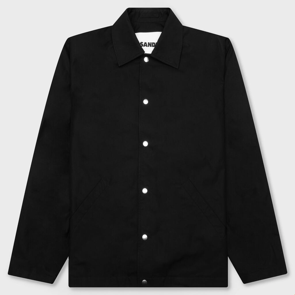 Logo Print Shirt Jacket - Black