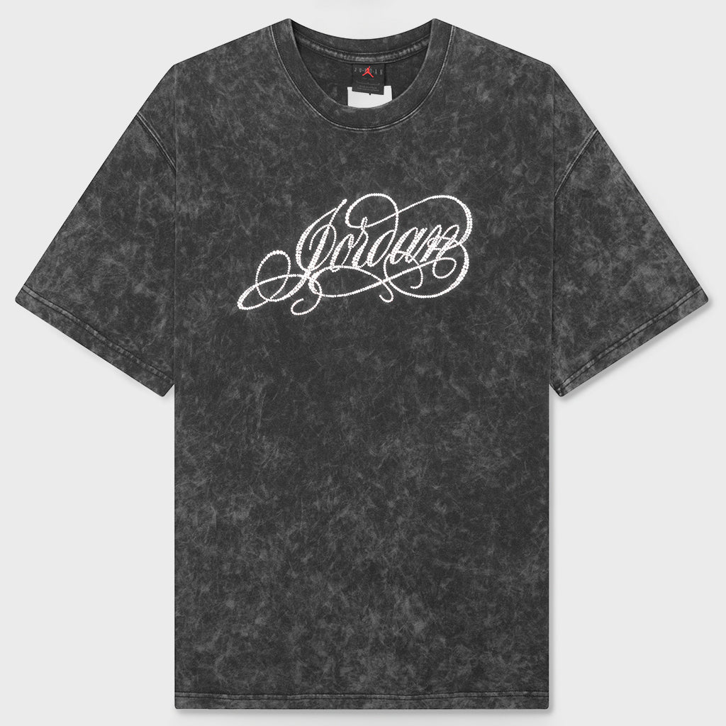 Women's Short-Sleeve Oversized Graphic T-Shirt with Swarovski® Crystals - Off Noir