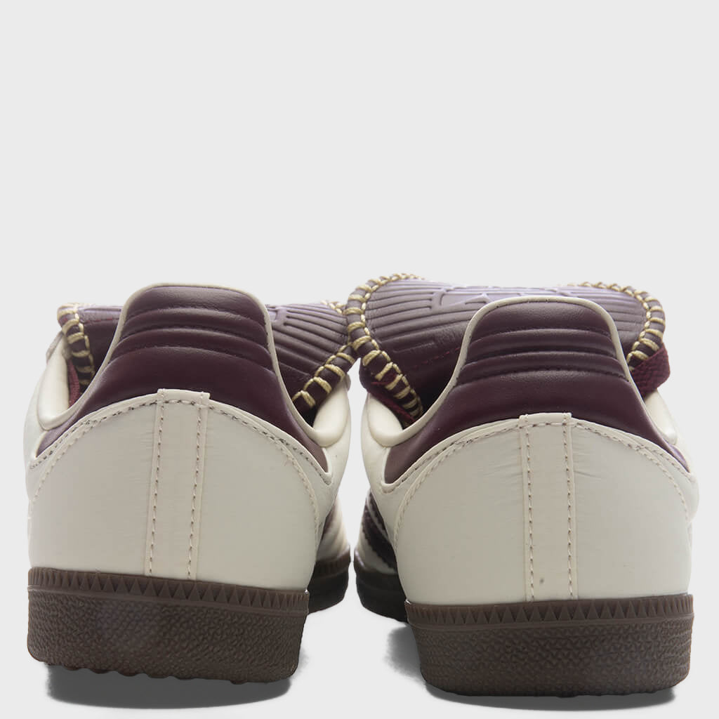 Womens Samba Long Tongue - Cream White/Maroon/Gold Metallic