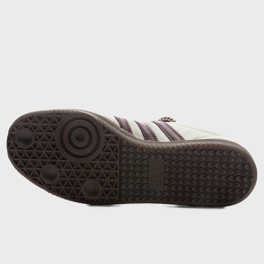 Womens Samba Long Tongue - Cream White/Maroon/Gold Metallic