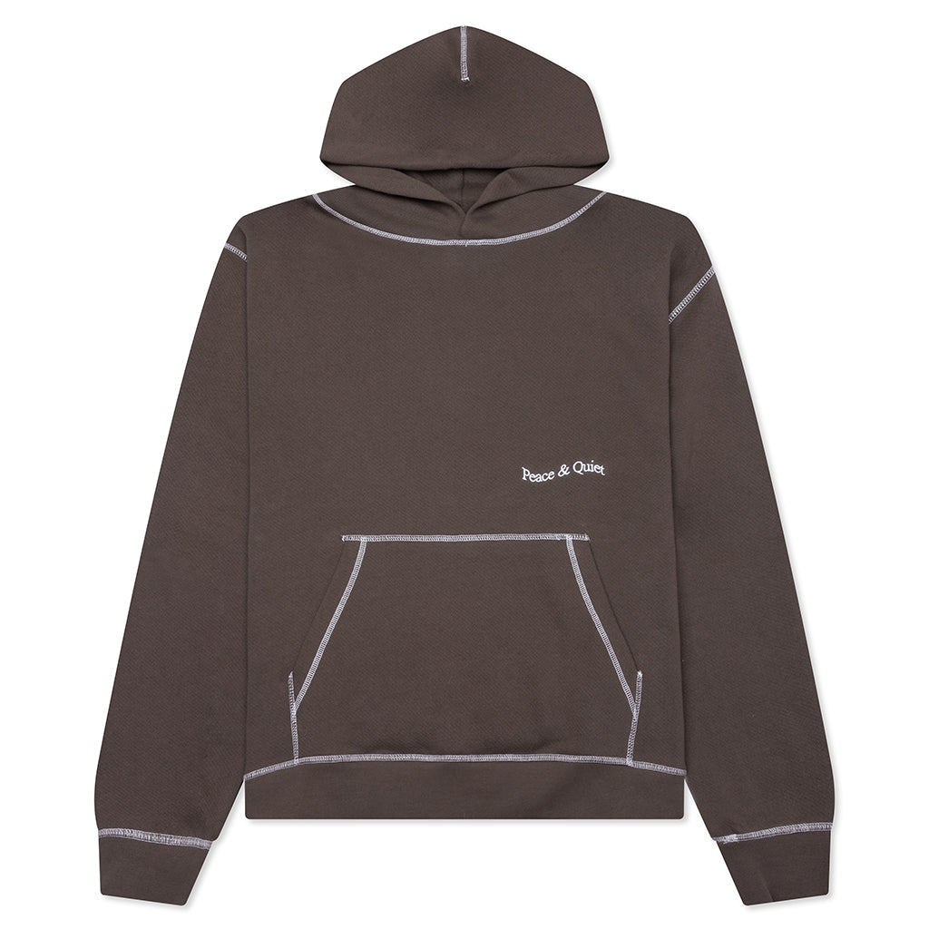 Wordmark Reverse Stitched Hoodie - Brown