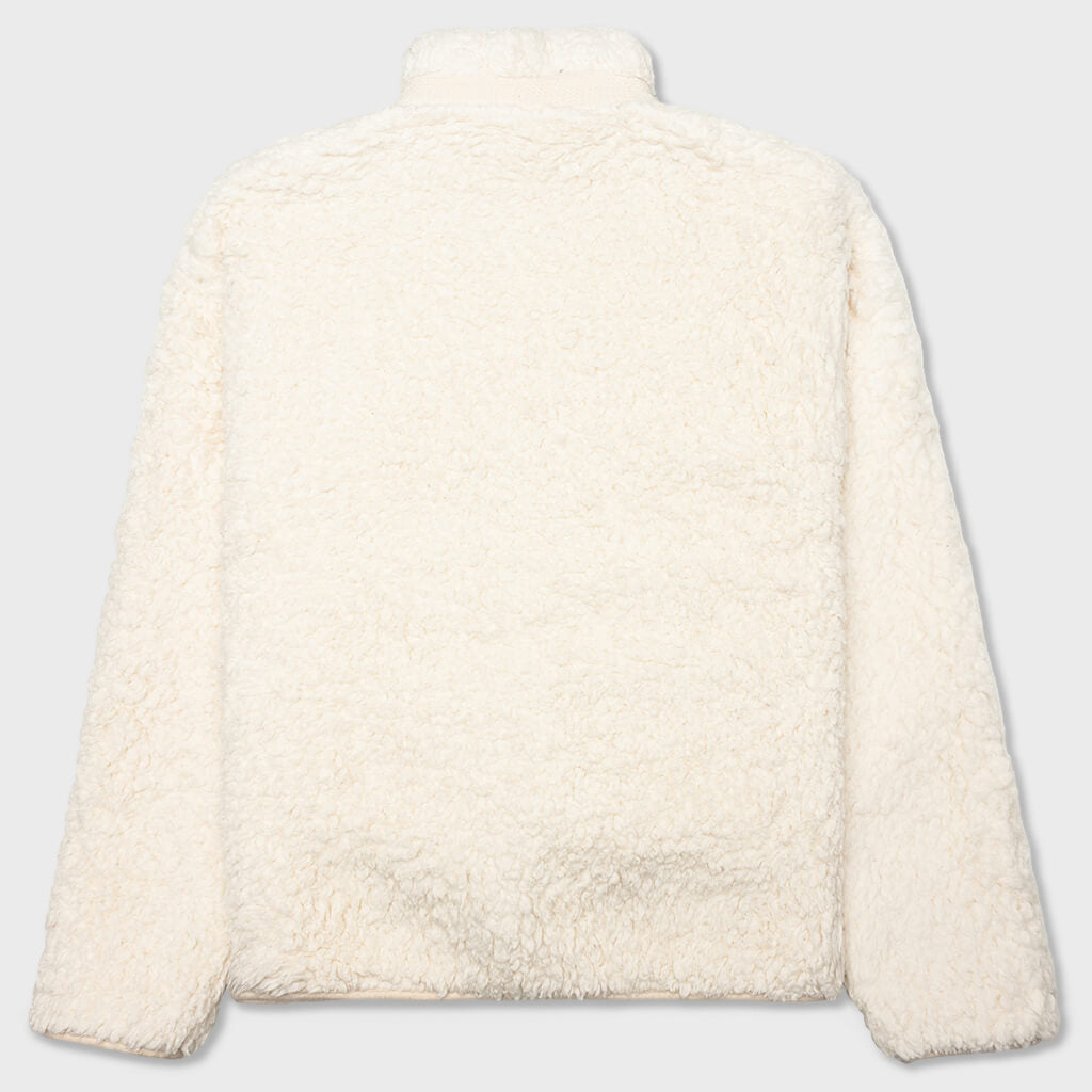 Natural Cotton Fleece Zip Jacket- Eggshell