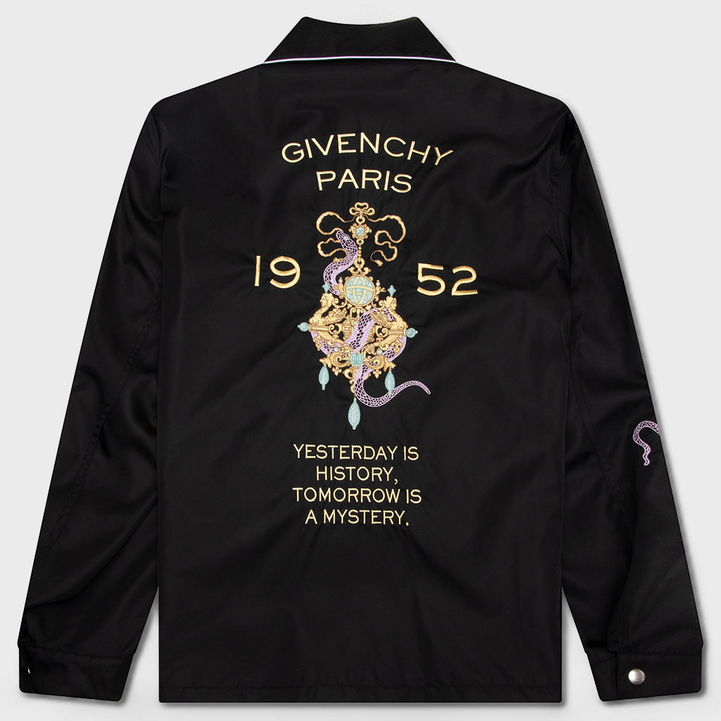 Zipped Jacket with Chandelier and Snake Embroideries - Black