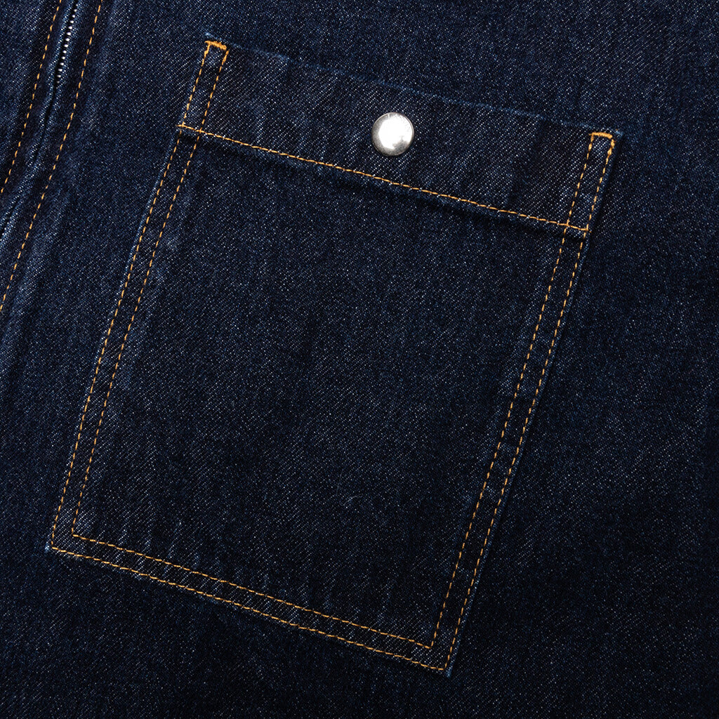 Zipped Denim Shirt - Navy Blue