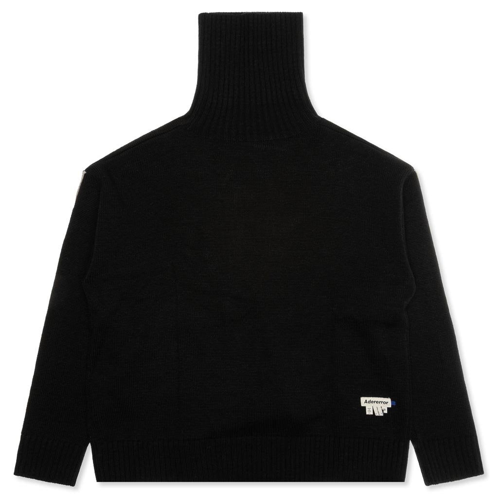Color Piping Detail Sweater - Black