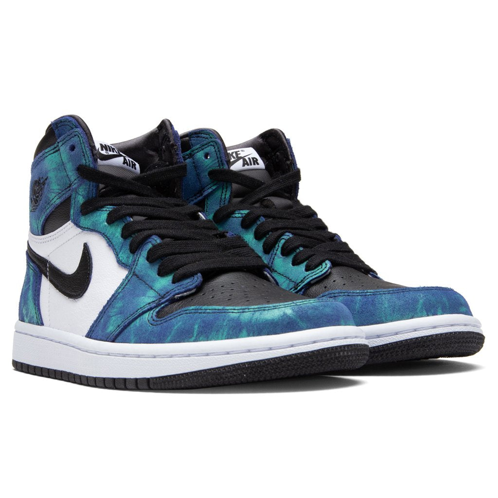 Women's Air 1 Retro Hi "Tie-Dye" - White/Black/Aurora Green