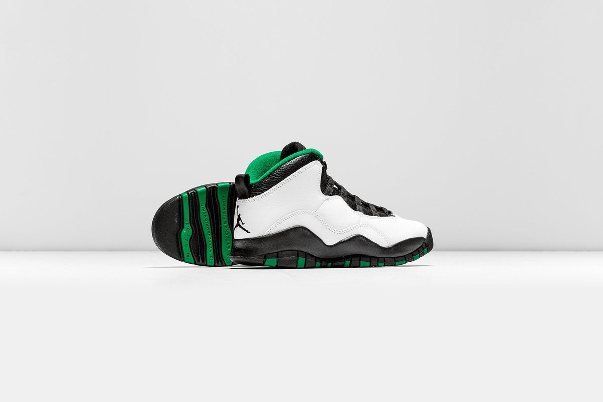 Air Jordan 10 Retro "Seattle" (GS) - White/Black/Court Green