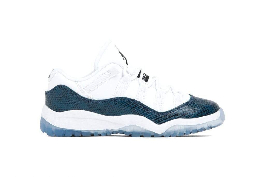 Air Jordan 11 Retro Low LE (PS) "Blue Snakeskin" - White/Black/Navy