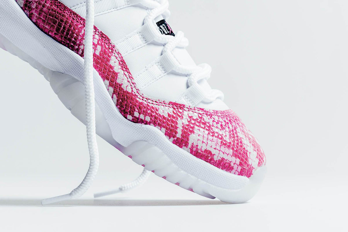 Women's Air 11 Retro Low "Pink Snakeskin" - White/Watermelon/Black