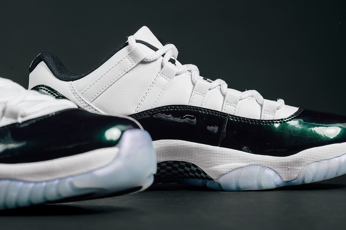 Air Jordan 11 Retro Low Youth 'Easter' - White/Black-Emerald Rise