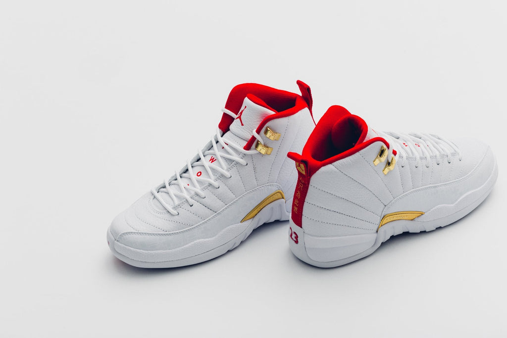 Air Jordan 12 Retro (GS) "FIBA" - White/University Red/Metallic Gold