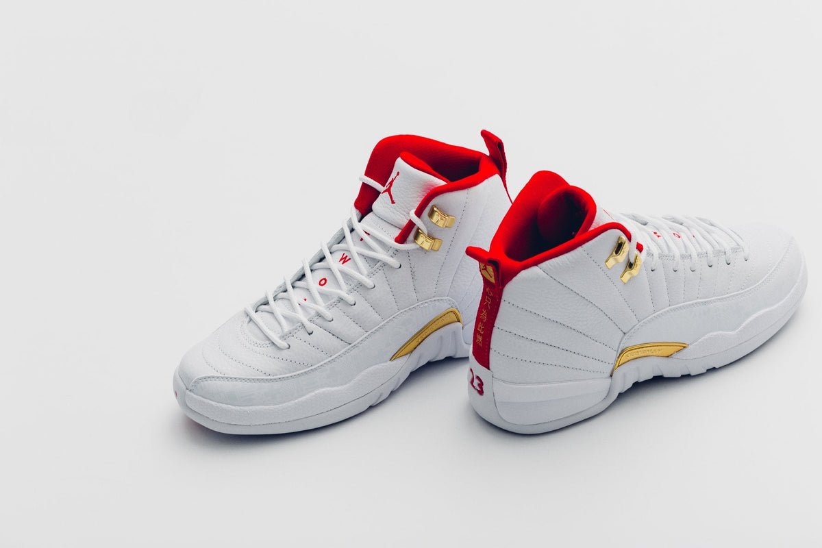 Air Jordan 12 Retro (GS) "FIBA" - White/University Red/Metallic Gold