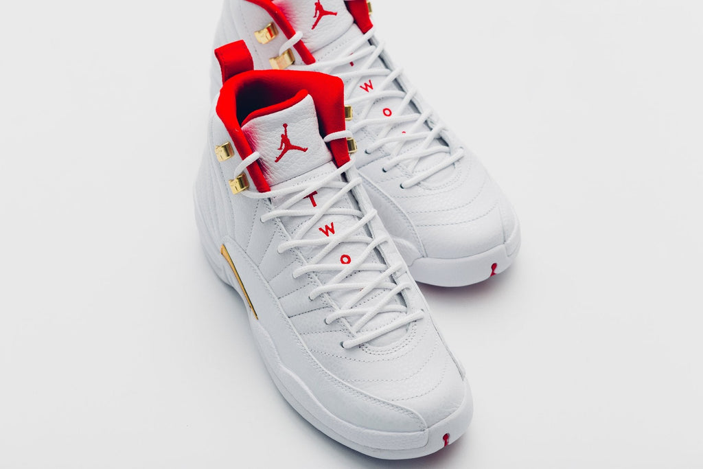 Air Jordan 12 Retro (GS) "FIBA" - White/University Red/Metallic Gold