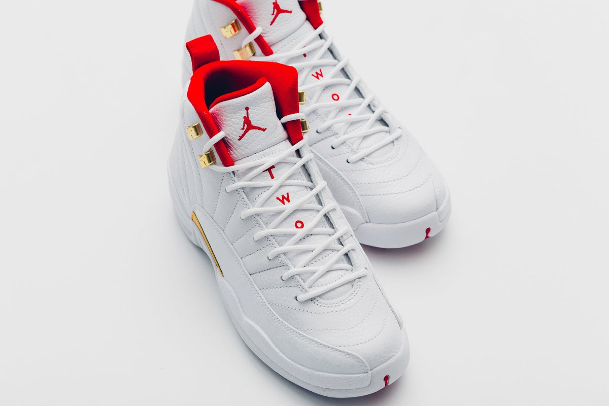Air Jordan 12 Retro (GS) "FIBA" - White/University Red/Metallic Gold