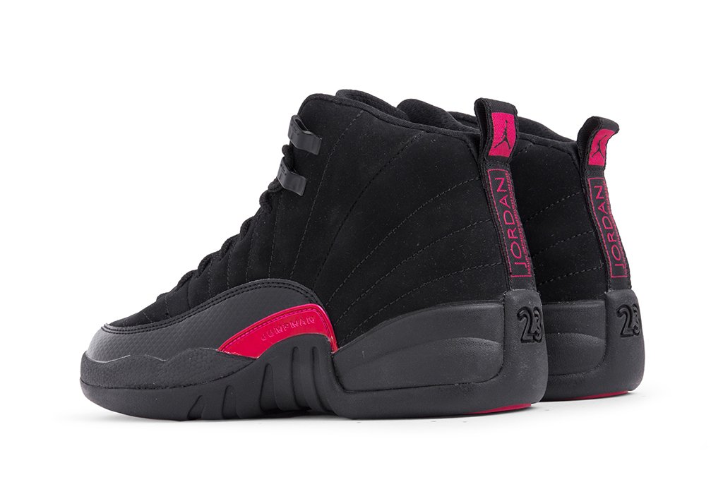 Air Jordan 12 Retro Youth - Black/Dark Grey/Rush Pink