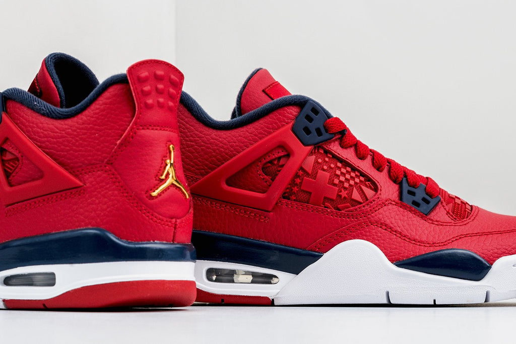 Air Jordan 4 Retro (GS) 'FIBA' - Gym Red/Obsidian/White/Metallic Gold