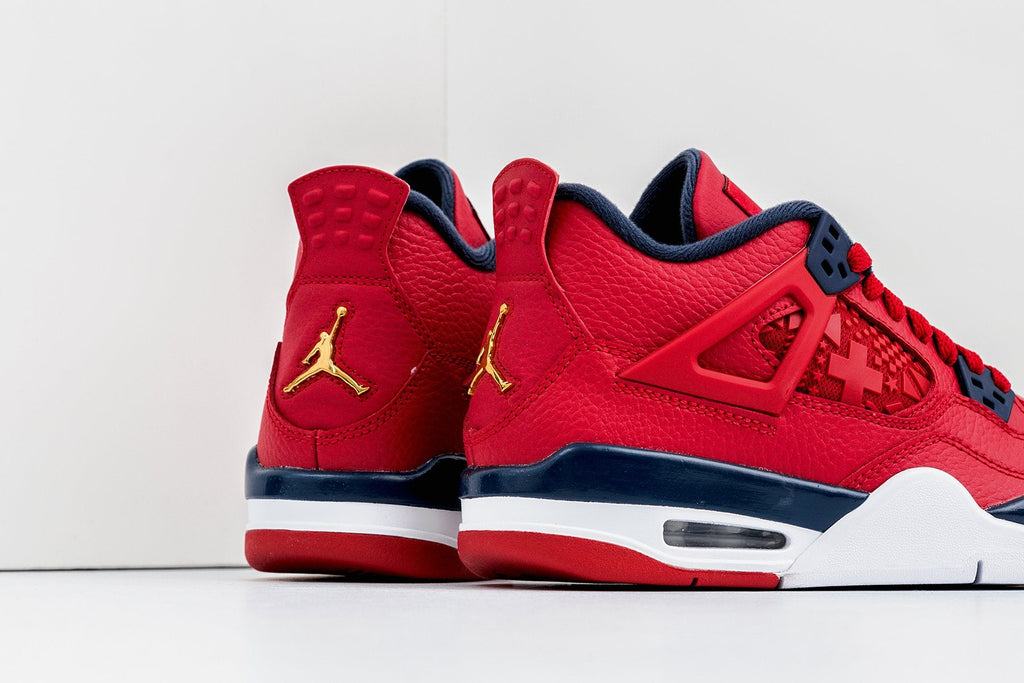 Air Jordan 4 Retro (GS) 'FIBA' - Gym Red/Obsidian/White/Metallic Gold