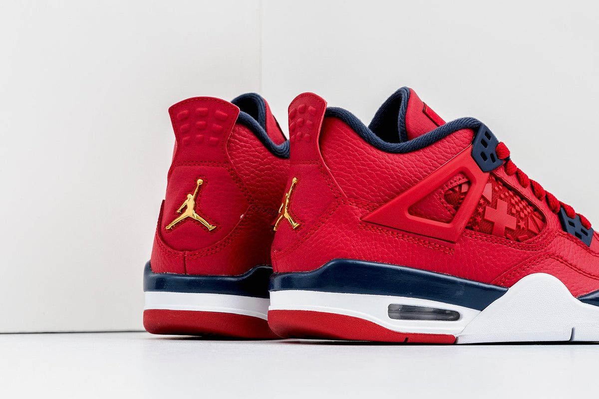 Air Jordan 4 Retro (GS) 'FIBA' - Gym Red/Obsidian/White/Metallic Gold