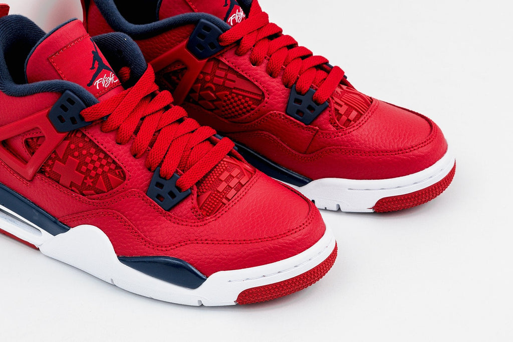 Air Jordan 4 Retro (GS) 'FIBA' - Gym Red/Obsidian/White/Metallic Gold
