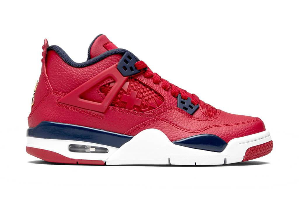 Air Jordan 4 Retro (GS) 'FIBA' - Gym Red/Obsidian/White/Metallic Gold