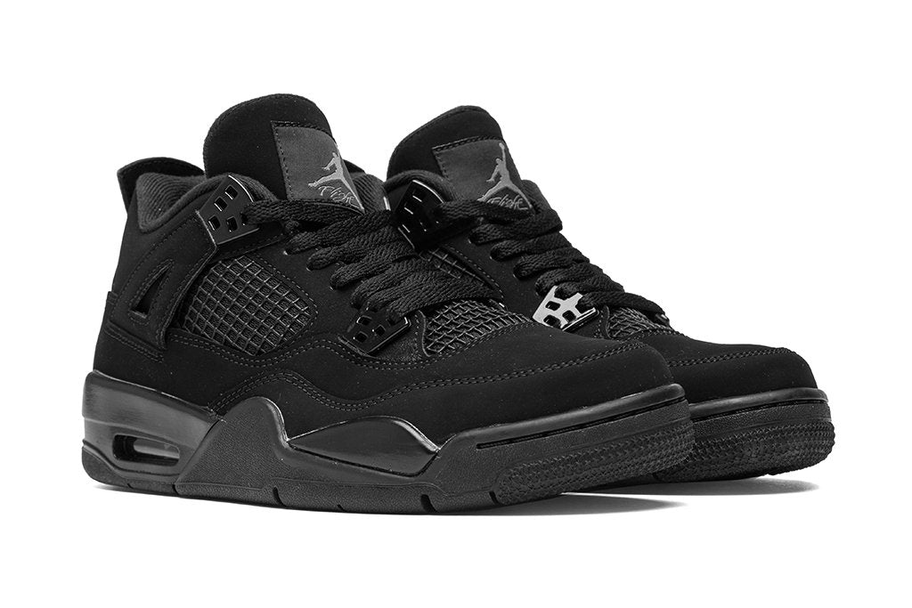 Air Jordan 4 Retro (GS) "Black Cat" - Black/Light Graphite