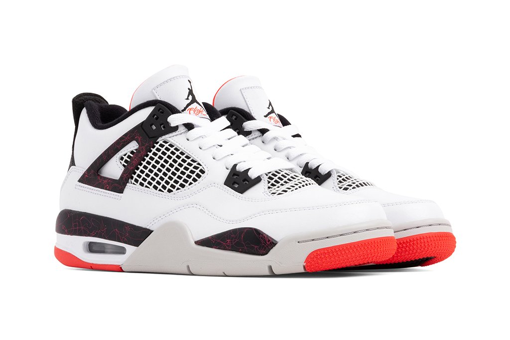 Air Jordan 4 Retro (GS) - White/Bright Crimson