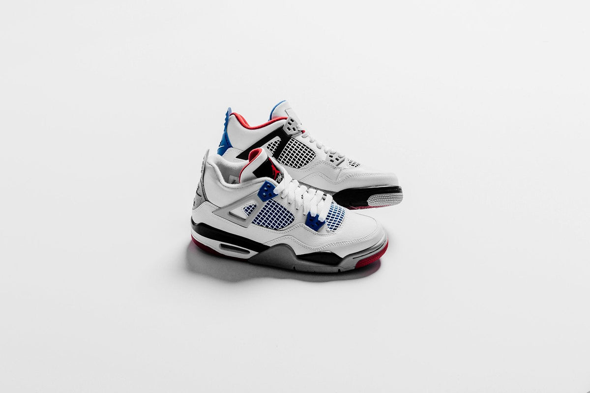 Air Jordan 4 Retro (GS) "What the" - White/Military Blue/Fire Red
