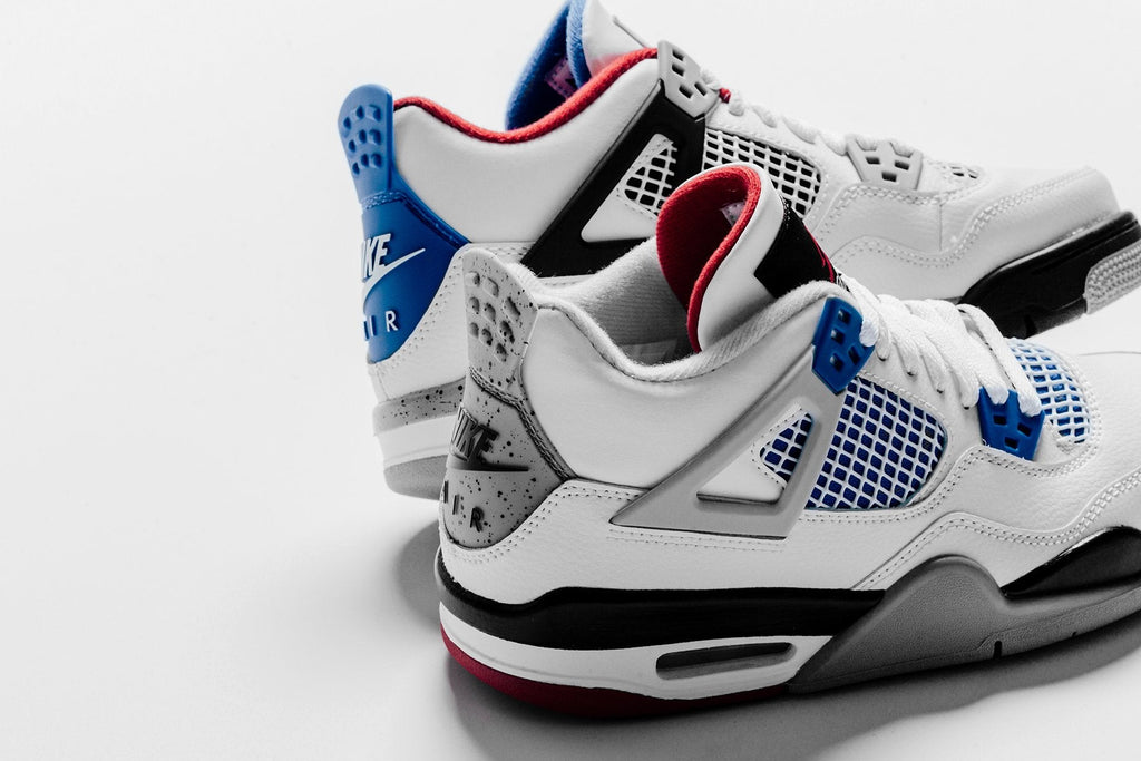 Air Jordan 4 Retro (GS) "What the" - White/Military Blue/Fire Red