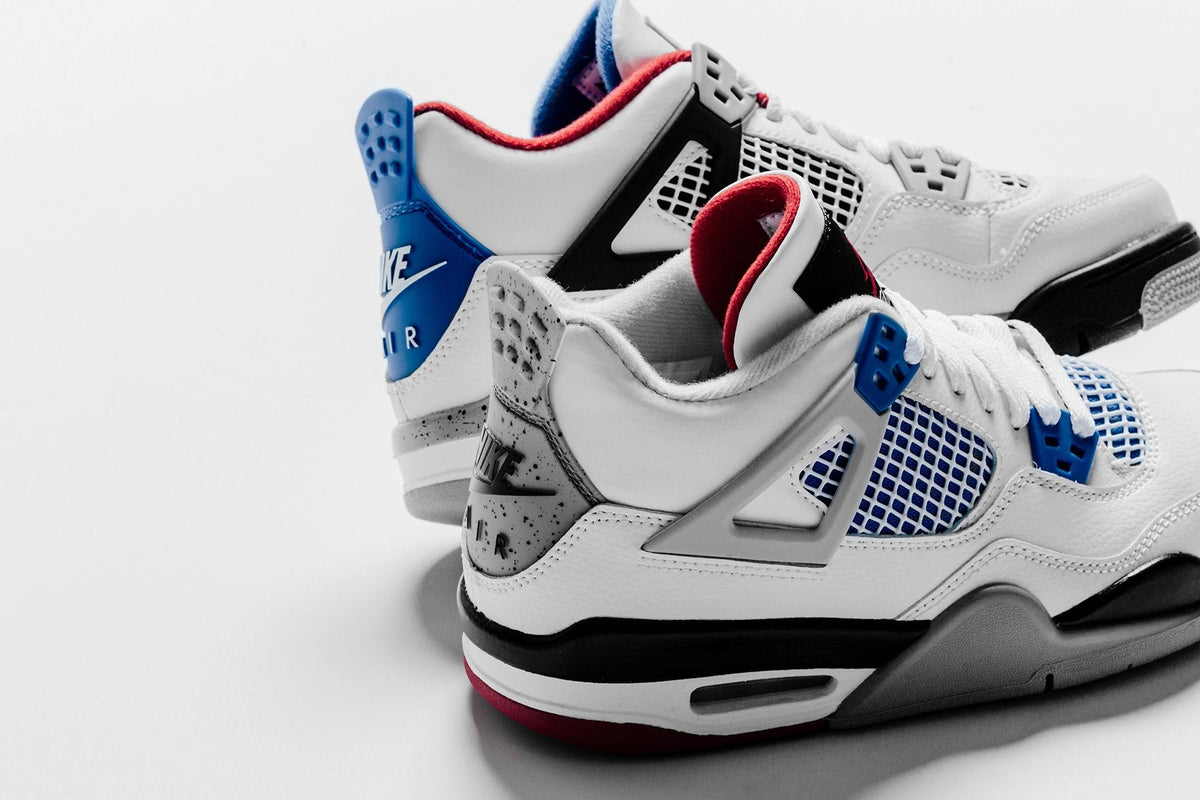 Air Jordan 4 Retro (GS) "What the" - White/Military Blue/Fire Red