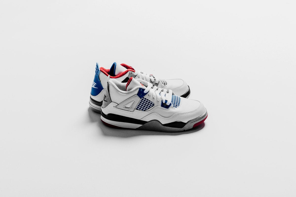 Air Jordan 4 Retro (PS) "What the" - White/Military Blue/Fire Red